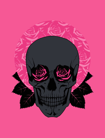 Black Skull and Roses. Vector Illustrationのイラスト素材