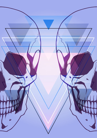 Creative illustration of a skull in a hipster styleのイラスト素材