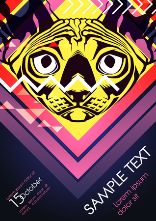 Poster with cat faceのイラスト素材