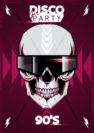 Modern poster design with skull in glassesのイラスト素材