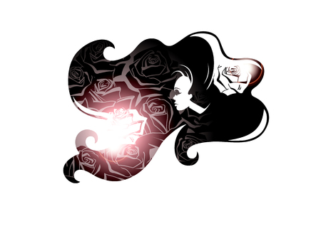 Beautiful girl with rosesのイラスト素材