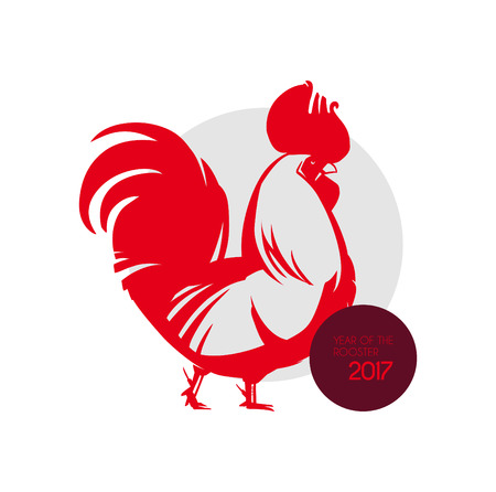 Stylized red rooster. 2017 New Year illustrationのイラスト素材