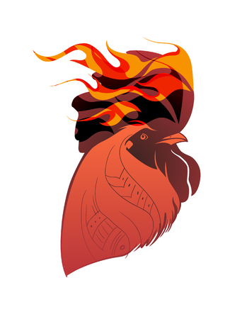 Stylized fire roosterのイラスト素材