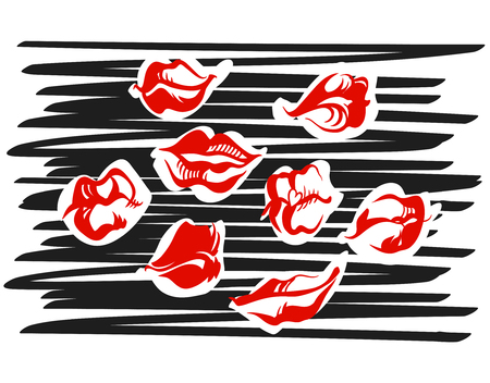 Beautiful lips of woman with red lipstick. Vector illustrationのイラスト素材