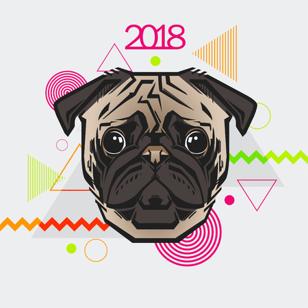 Dog is a symbol of the 2018 New Year.のイラスト素材