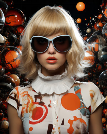 Fashion shot of a beautiful blonde woman in sunglasses. Beauty, fashion. Optics style.の素材