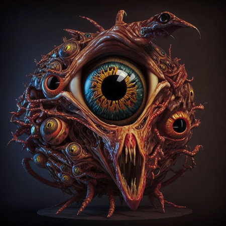 Fantasy monster eye. 3D illustration. Conceptual image.の素材