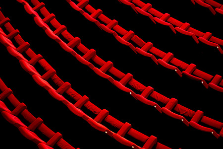 Empty theater with red chairs. Top view.
