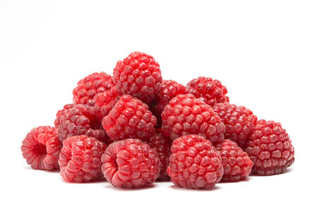 Raspberries on white background. Isolated studio shot.