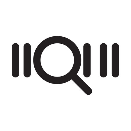Barcode search or scanner icon. Magnifying glass searching barcode vector illustrationのイラスト素材