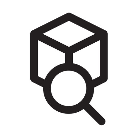 Cargo scanning outline icon. Box delivery barcode find magnifier package vector illustrationのイラスト素材