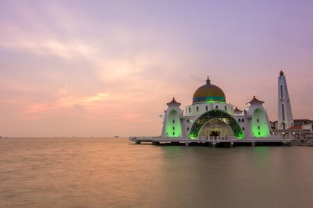 Floating Mosque with dramatic sunsetの写真素材
