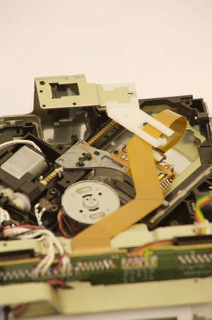 Inside of a CD player showing motor and partsの写真素材
