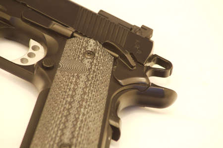 45 ACP pistol showing grip and triggerの写真素材