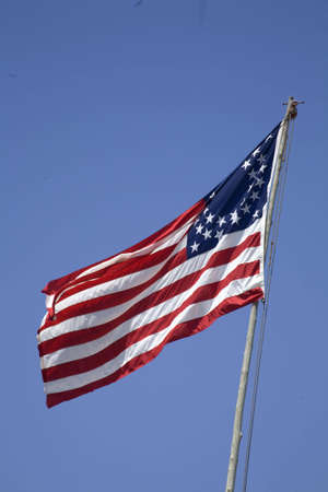 Historic US flag from the civil war era. 35 stars arranged in two circles with one star in each corner.の写真素材