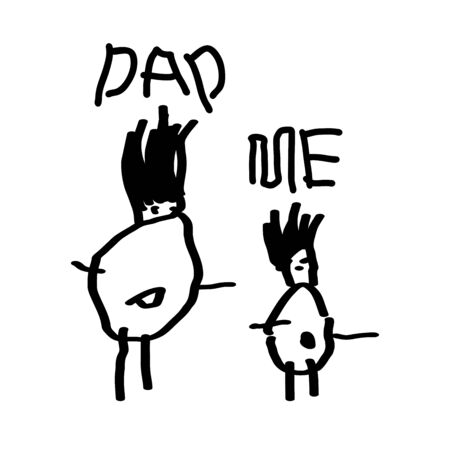 Happy Fathers Day, silhouette of a father and his child, as if it's painted by a child. Vector illustrationのイラスト素材