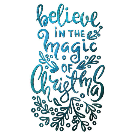 Believe in the magic of Christmas calligraphy for invitation and greeting card, prints and posters.の写真素材