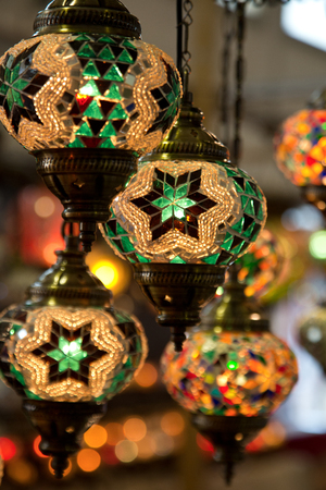 Multi colored  lamps in oriental styleの写真素材