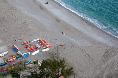 Aerial autumnal view of a mediterranean beachの写真素材