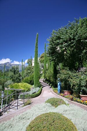 View of the Trauttmansdorff gardensの写真素材