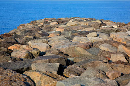 Close view of a breakwater