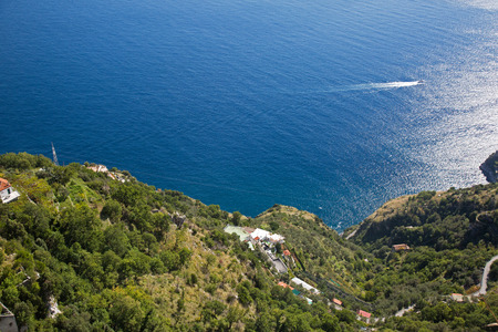 Aerial view of Amalfi coast, Praiano