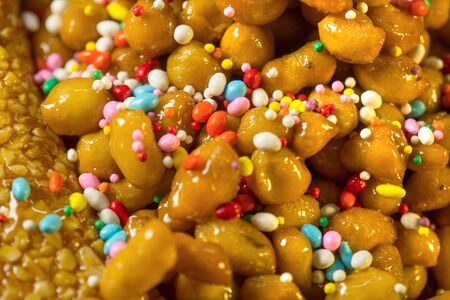 Close up of typical neapolitan christmas sweet called struffoli の写真素材