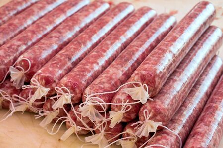 Italian sausages preparationの写真素材