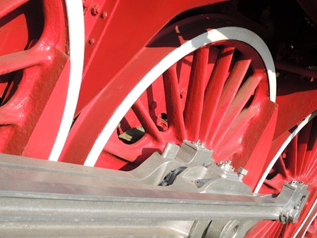 An old steam locomotive wheels
