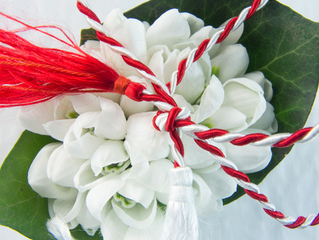 1st of March tradition white and red cord martisorの写真素材
