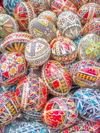 traditional romanian handcrafted nicely decorated easter eggs