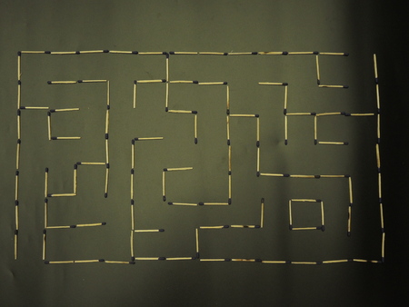 labyrinth made of matchesの写真素材