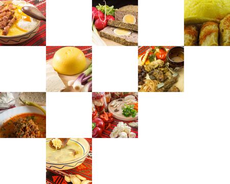 collage of traditional romanian food dished with copy spaceの写真素材