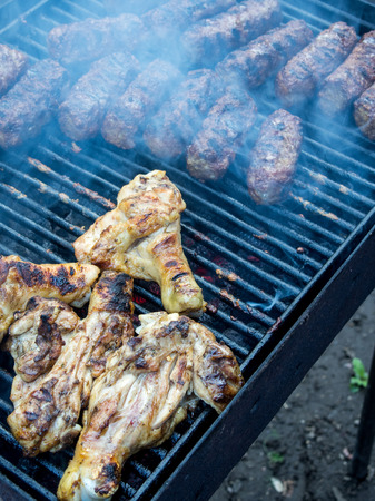 various meat barbecue on grillの写真素材