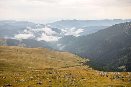 rainy weather over transalpina high mountain road, romaniaの写真素材