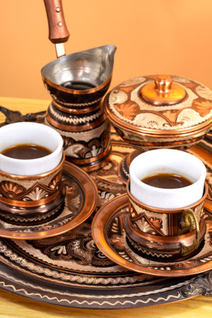 traditional turkish coffee serving setの写真素材