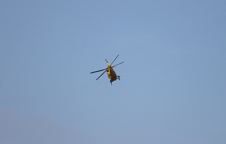 flying helicopterの写真素材