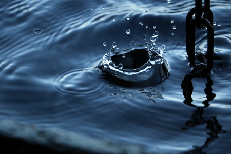 Raindrop is falling in the waterの写真素材