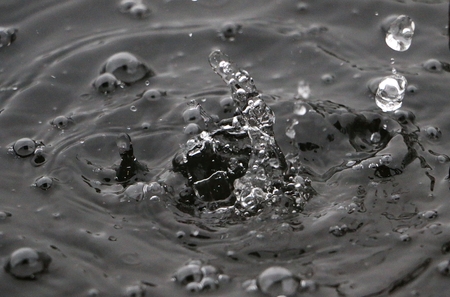 rain is falling into waterの写真素材