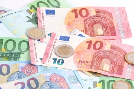 Different euros lying in the studioの写真素材