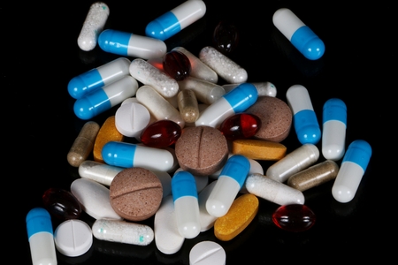 pilly and capsules are lying in the studioの写真素材