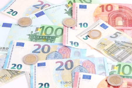 different euros are lying in the studioの写真素材