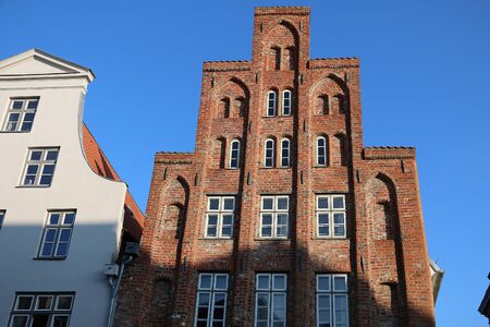 Very pretty old house fronts in a Hanseatic cityの写真素材