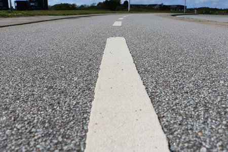 close up of road marking on bike pathの写真素材