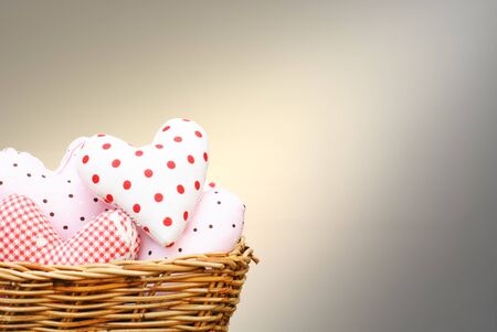 group of heart in wicker basket.の写真素材