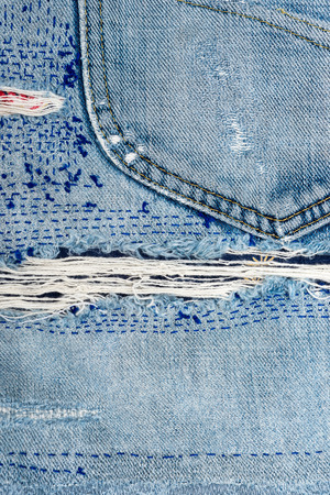 stitched old denim textureの写真素材