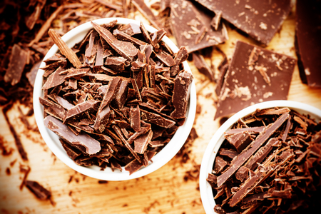 chopped chocolate white bowlの写真素材