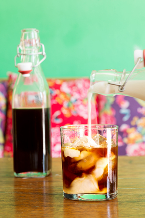 cold brew coffee with milkの写真素材