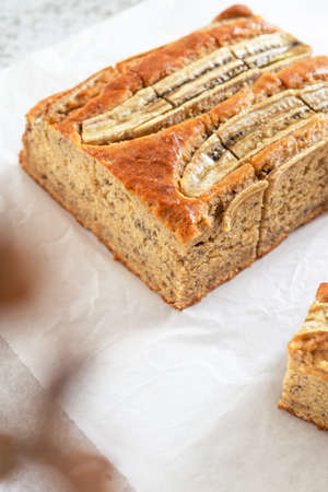Sliced Freshly baked Homemade banana Bread.