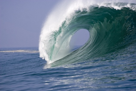 wave breaking at iquique on the north coast of Chileの写真素材